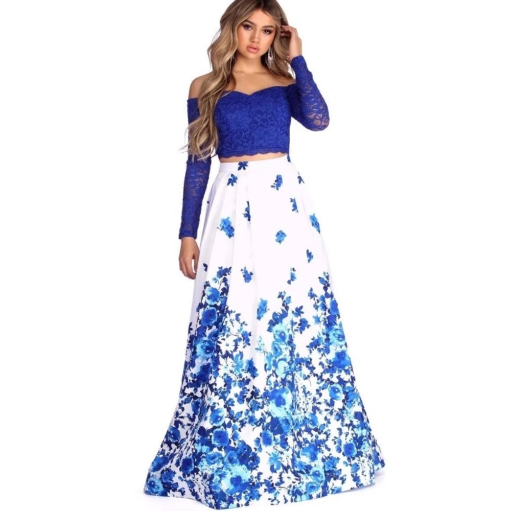Floral Two Piece Prom Dress